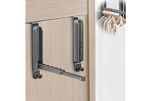 AELOER 2Pcs Small Foldable Clothes Drying Rack Travel, Portable Clothes Rack Retractable Drying Rack for Small Space, Over The Door Hooks Hanger, Clothes Hanger Rack to Save Storage on Apartment, Dark Grey