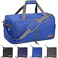 CANWAY 65L Travel Duffel Bag, [New Version] Foldable Large Duffle Bag with Shoes Compartment | Weekender Bag for Men & Women, Waterproof & Tear Resistant-Blue