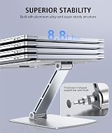 Glangeh Adjustable Laptop Stand 10-16in Aluminum Ergonomic Riser Silver view 3