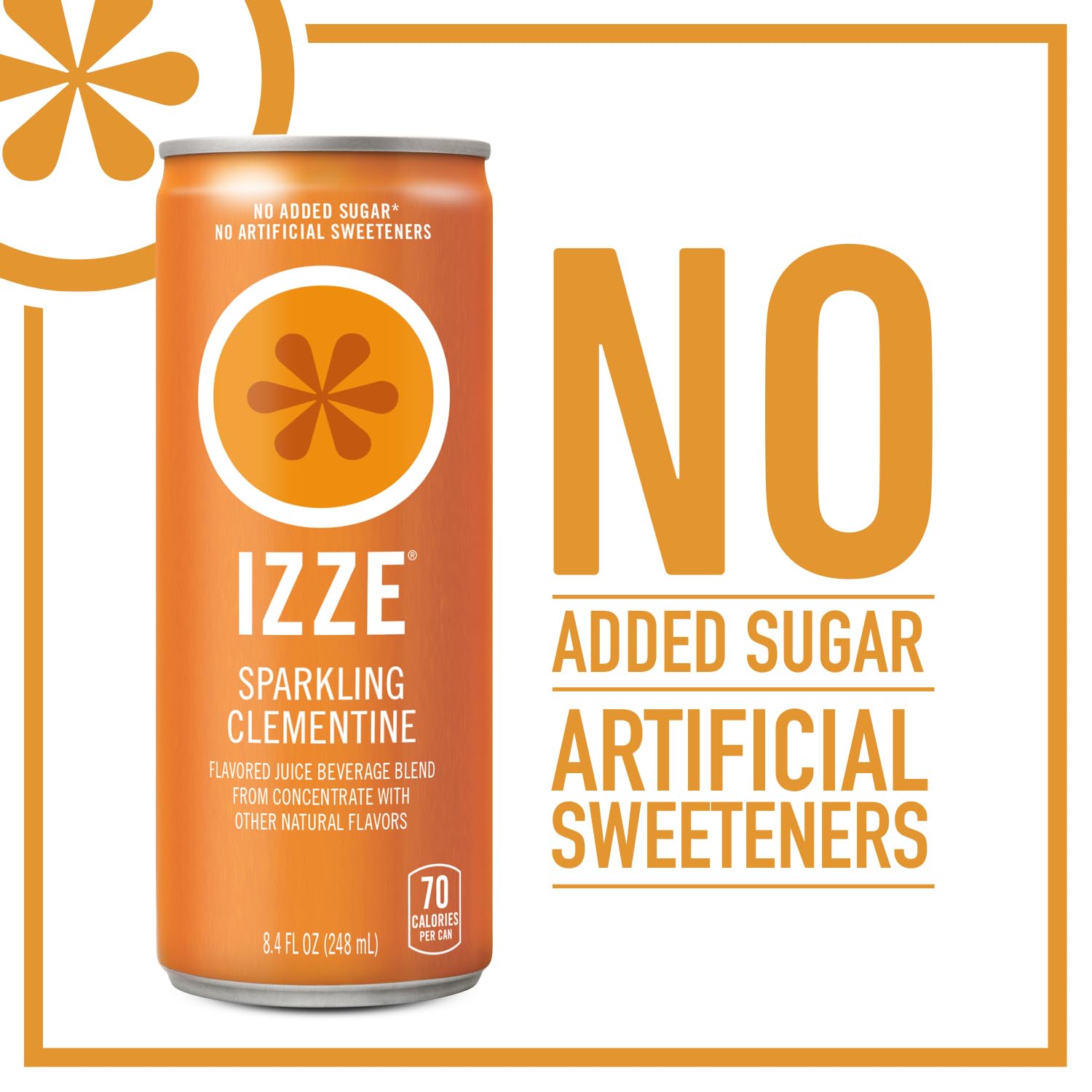 IZZE Sparkling Juice Beverage Blend, Clementine, No Sugar Added, 8.4 FL OZ, 24 Cans
