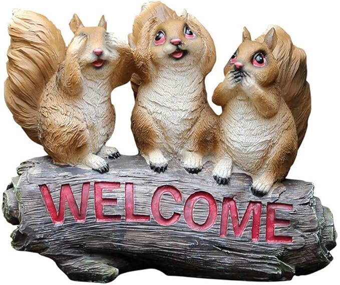 Hizljj Garten Grusse Eichhornchen Willkommen Baumhaus Tur Skulptur Tier Miniatur Statue For Garten Dekoration Hof Villa Aussenansicht Yard Playhouse Sammler Amazon De Kuche Haushalt