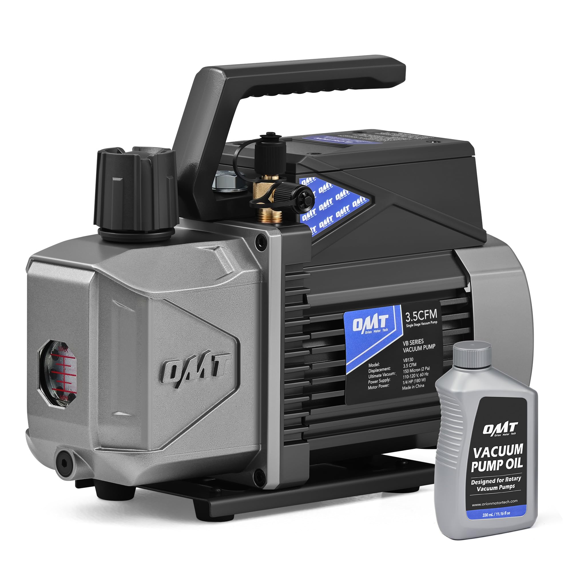 Photo 1 of (PARTS NOT FUNCTIONAL) Orion Motor Tech A2L Vacuum Pump, 3.5 cfm 1/4 hp Single Stage Sparkless Ignition Proof Vacuum Pump for R1234yf R32 R134a R22 R410A with 15 Micron Ultimate Vacuum, Auto HVAC Vacuum Pump