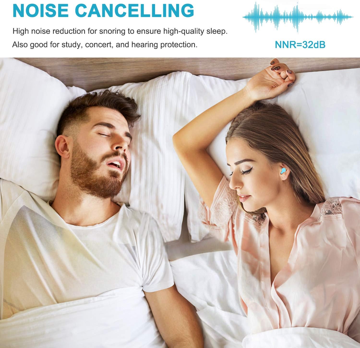Ear Plugs for Sleeping, Reusable Silicone Moldable Noise Cancelling Sound Blocking Reduction Earplugs for Swimming, Snoring, Concerts, Shooting, Airplanes, Musicians, 32dB Highest NRR: Health & Personal Care