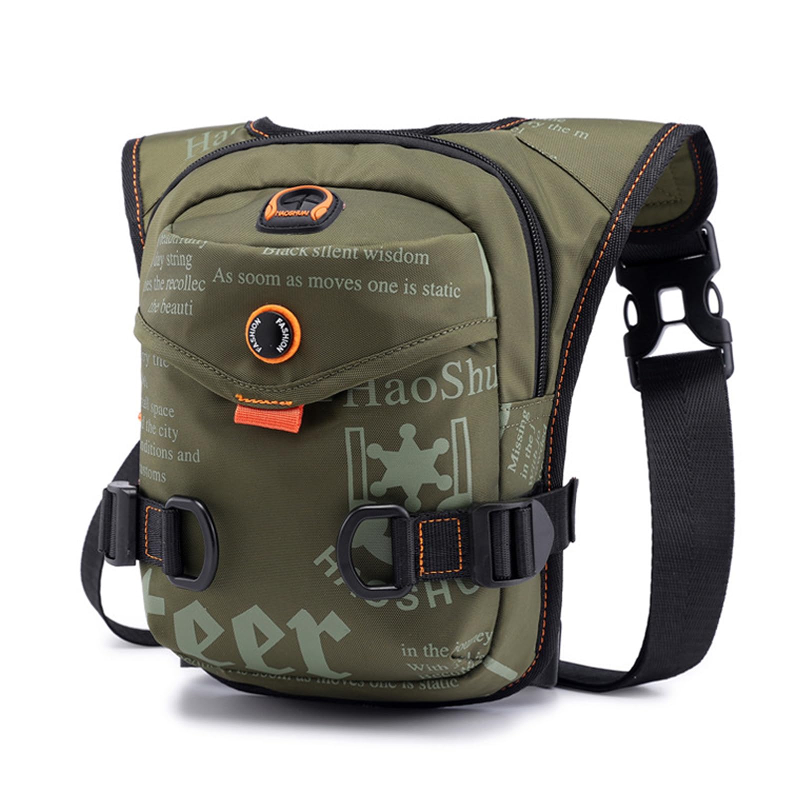 FANDARE Thigh Drop Leg Bag for Men Women with Leg Strap Waist Fanny Pack Bumbags Sling Bag Motorcycle Chest Crossbody Cover Pack for Cycling Travel Outdoor Sport Gym College Shoulder Bag Green