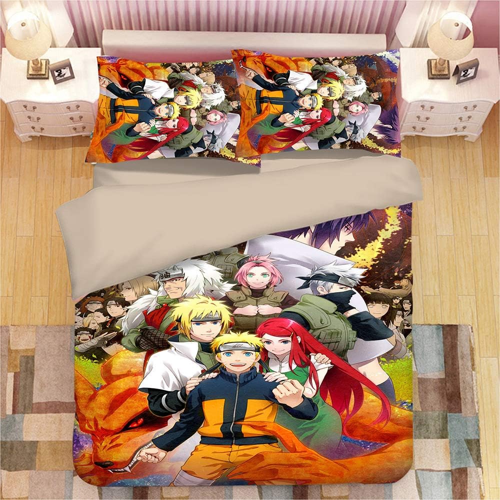 DDGDNN Household items, two yuan anime sheets, polyester quilt cover Naruto 21.2m (4 feet) bed sheet