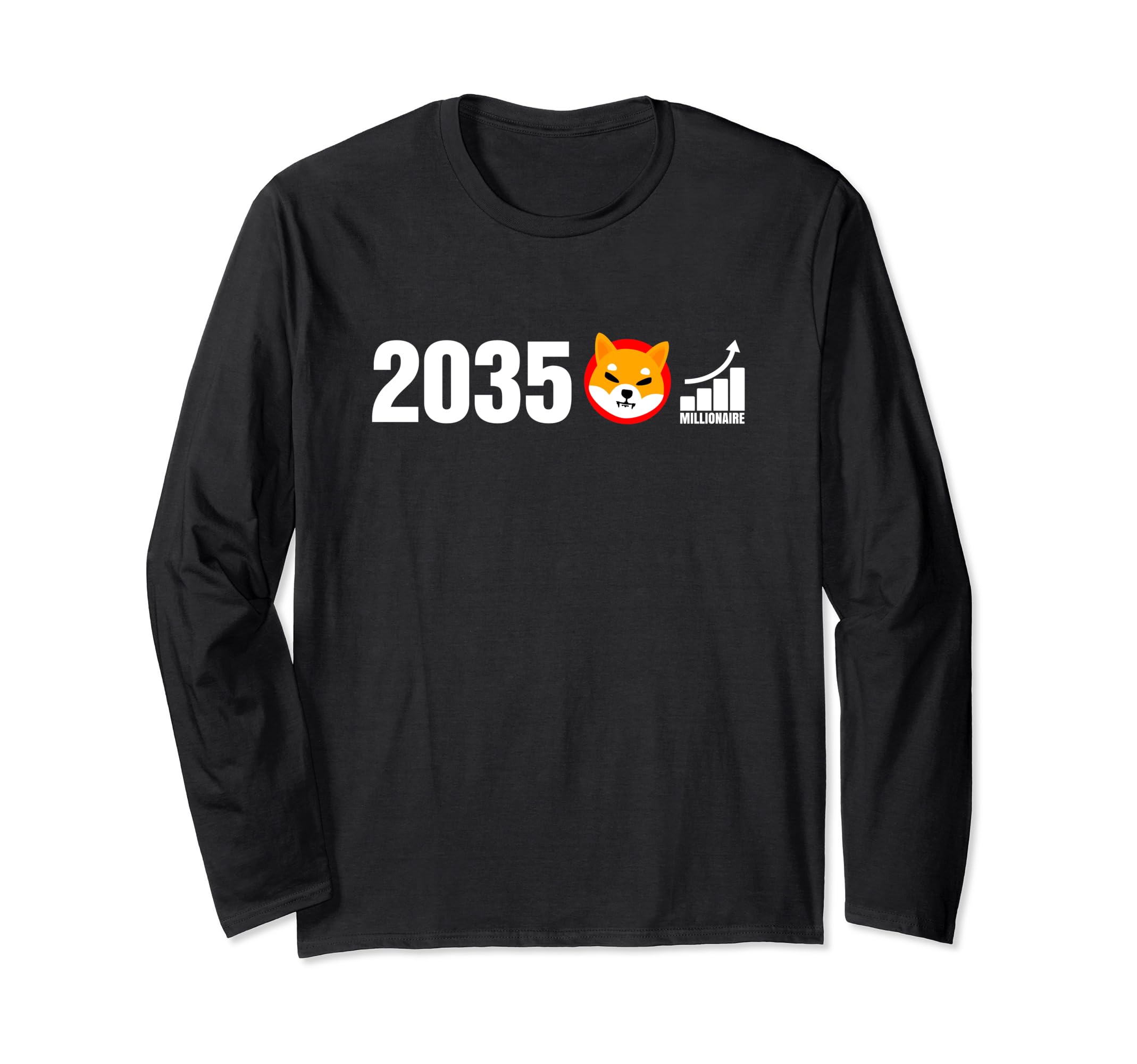 2035 Shiba Inu Millionaire Cool Digital Currency Coin Hodler Long Sleeve T-Shirt