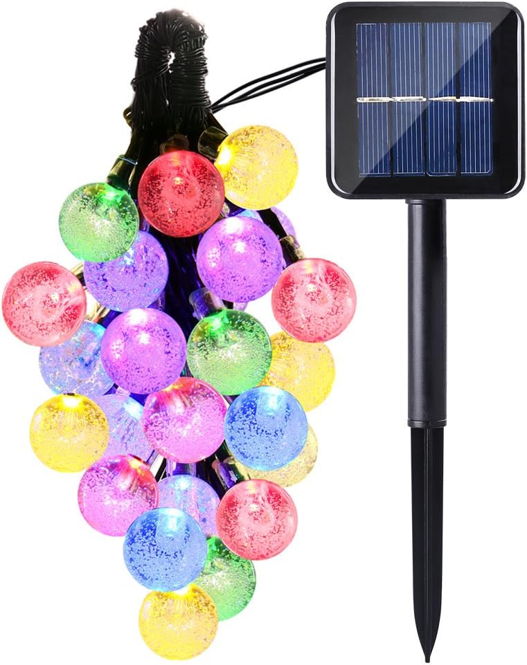 Icicle Solar String Lights Outdoor, 20ft 30 LED Solar Bubble Globe String Lights Fairy Lighting for Indoor/Outdoor, Patio, Lawn, Garden, Wedding, Party, Christmas Decorations (Multi-Color)