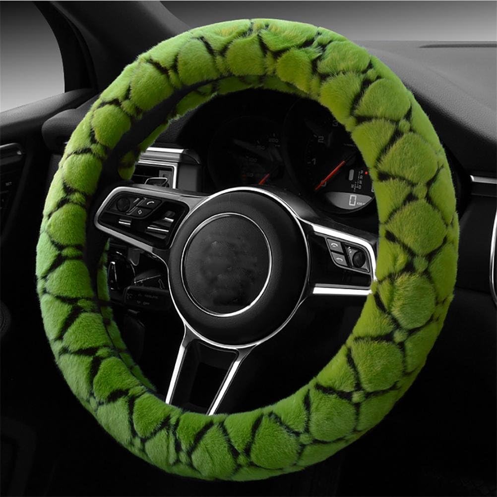 YAYUE Plush Stretch Steering Wheel Cover, Green
