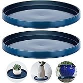 Sunnychicc 2 Pcs 7 Inch Ceramic Plant Saucer for Indoor Outdoor Round Flower Pot Drip Trays Blue Flower Drainage Glazed Pots Base for Holding Water Drips Soil