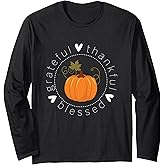 Thanksgiving Blessed Thankful Pumpkin Long Sleeve T-Shirt