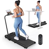 THERUN Walking Pad with Handle Bar, Under Desk Walking Treadmill for Home | 38x15 inch (96.5x38 cm) Belt, 0.6-6.2 MPH (1-10 KM/H), 300 lbs (136 kg) Capacity, Quick-Fold Handle, Armrest Control Panel