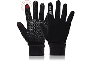DEX FIT Warm Fleece Winter Outdoor Gloves LG201 Thermal, Ideal for Running, Hiking, Cycling Outdoor in Cold Weather, Touchscreen Compatible, Firm Silicone Grip, Washable; Black L (9) 1 Pair