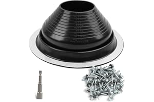 #7 High Temp Silicone Metal Roof Pipe Flashing Boot - Black Roof Vent Boot for Pipe OD 6" to 11" - Roof Vent Cover for Stove 