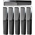 Luxxii 6 Pack - 9" Large Black Dressing Hair Dresser Combs Barber Comb SET - Styling Essentials Coarse/Fine Hair Combs