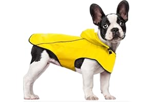 BIPAWTI Small Dog Raincoat Waterproof, Puppy Raincoat for Small Dogs, Reflective Dog Rain Poncho, Safety Dog Rain Jacket Hooded, Doggy Raincoat Rain Coats with Hood/Leash Hole/Reflective Strip - Yellow, S