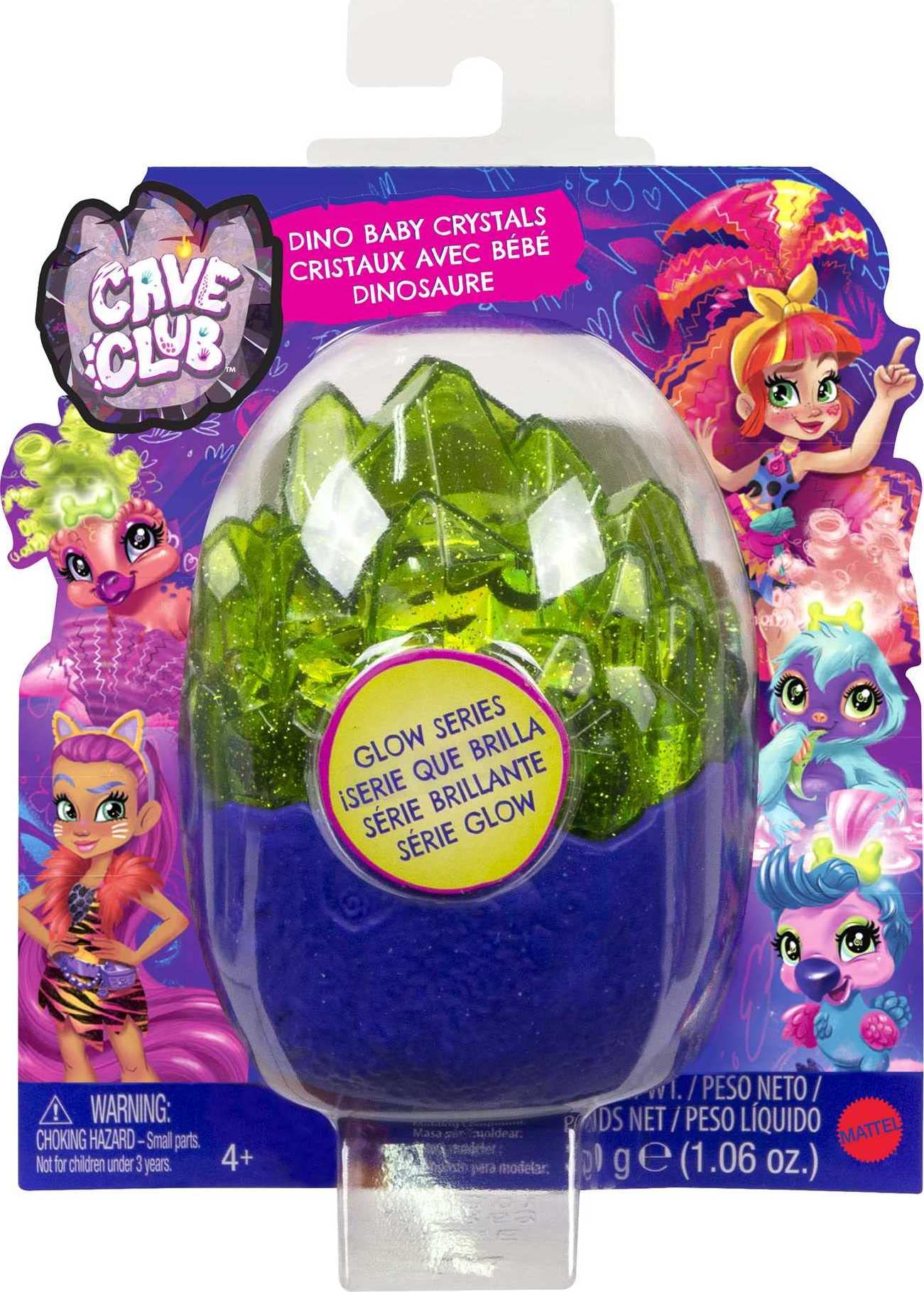 Cave Club Dino Baby Crystals Glow Series, Surprise Pet with Slime or Sand, 4 to 7 Years