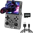 R40S Pro Handheld Game Console, Over 30,000 Pre-Installed Games, More Than 20 Retro Emulator Systems, 3.5 inch IPS Full-View HD Screen，256GB (Gray)