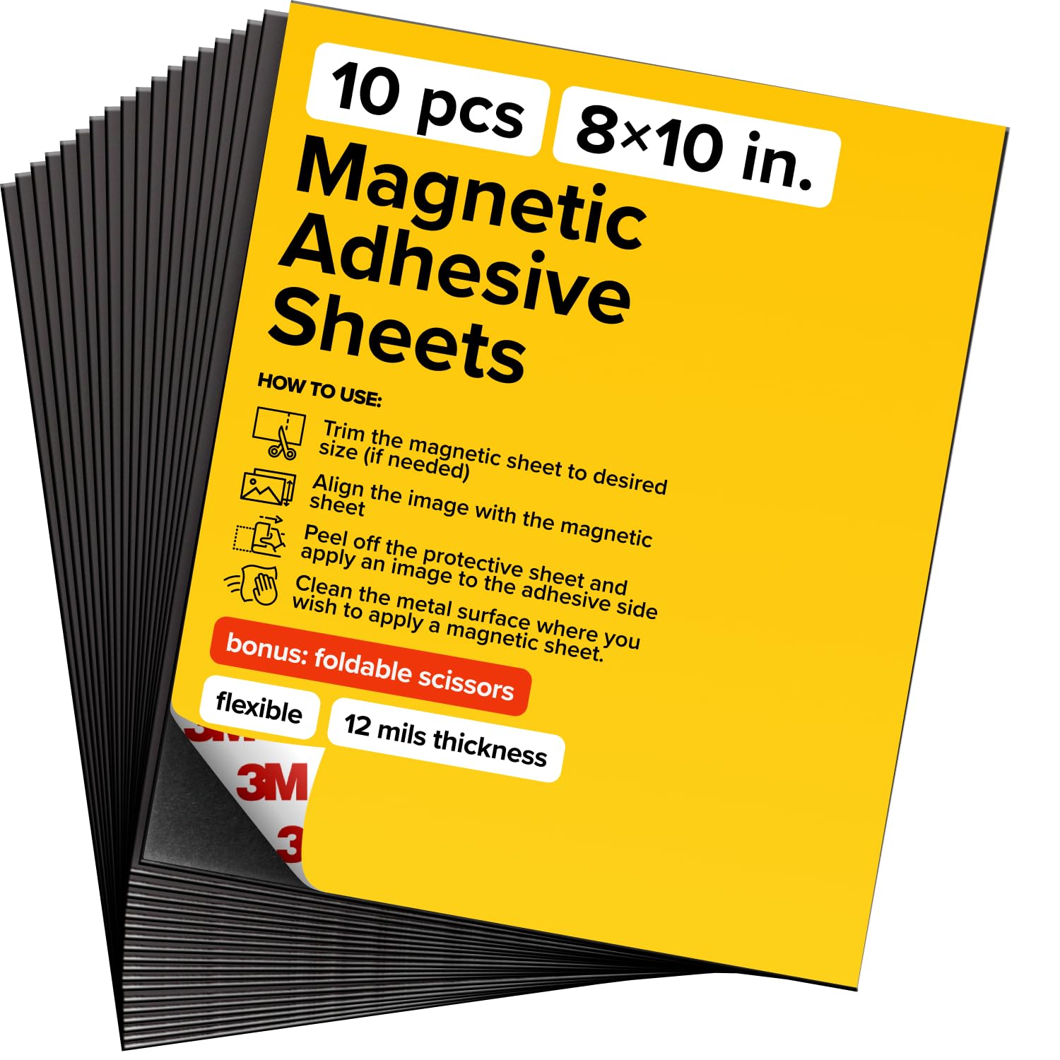 Photo 1 of DIY Craft Magnetic Sheets with adhesive backing - 8x10" 10 pack Adhesive Sheets for Magnetic Stickers and Photos - 100% Customizable