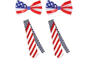 Pingyongchang 2PCS Men's American Flag Bow Tie Pre Tied USA Patriotic BOWTIE，Independence Day Decorations men and boys
