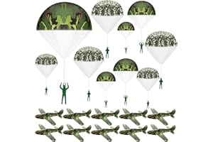 Jerify 20 Pcs Parachute Toys and Camouflage Foam Airplanes Set, Parachute Army Men Toys Army Hand Throw and Foam Glider for Boys Outdoor Party Favors (Camouflage)
