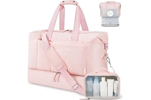 ETRONIK Weekender Bag with 15.6" Laptop Compartment, Travel Duffle Bag with Shoe Compartment & Wet Pocket, Carry On Overnight Bag with Toiletry Bag for Women, Gym Tote Bag Hospital Bag, Pink