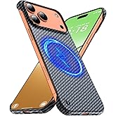 GRECAZO Magnetic Ultra-Thin Frosted Soft Touch Skin Borderless Carbon Fiber Style Texture for iPhone 17 Pro Frameless Case 6.3" Slim Minimalist Lightweight Matte Hard for MagSafe Cover Case-Black