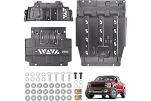 Sejaede Full Set Steel Skid Plate with Transmission Skid Plate, Heavy-Duty Splash Undercarriage Protection Shield, Compatible with 2015-2022 Ford F150-Not Compatible with Powerboost