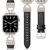 TOYOUTHS Compatible with Apple Watch Band Women Leather 49/46/45/44/42/41/40/38mm Dressy Thin Leather Strap Designer D-Shaped Metal Buckle Bracelet for iWatch Series 11 10 9 8 7 6 5 4 Ultra/SE 3 2 1