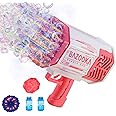 Petrella Toys Bubble Gun Bazooka Bubble Machine Gun 69 Hole Bubble Blaster Blower with Colored Lights Gifts for Kids Adults Outdoor Wedding Birthday Party Pink