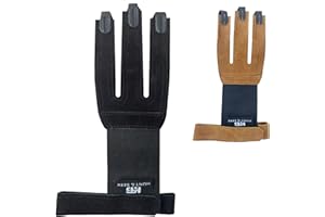 Hunt & Seek Archery Glove Finger Tab Accessories - Suede Leather Hunting Glove for Recurve & Compound Bow - Three Finger Guar