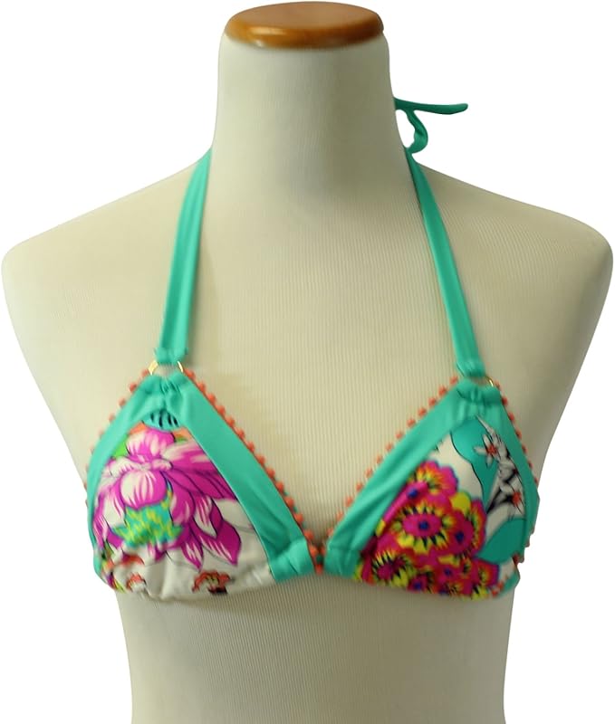Raisins Women's FloralPrint Triangle Bikini Top Small Multi Color Clothing