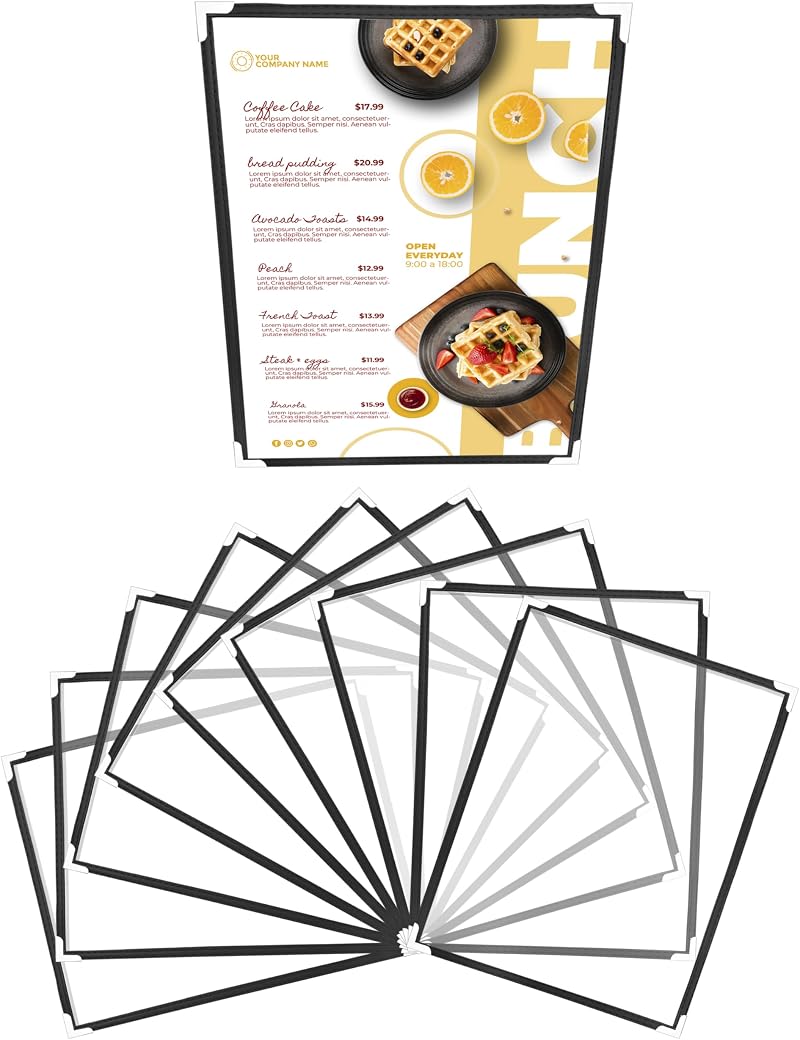 Belle Vous A4 Menu Covers 10 Pack Double View Black Leather Look