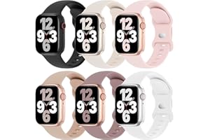 SLIMBAND 6 Pack Silicone Bands Compatible with Apple Watch Band 38mm 40mm 41mm 42mm 44mm 45mm 46mm 49mm Women Men, Soft Sport Strap Replacement Wristband for iWatch Series 11 10 9 8 SE 7 6 5 4 3 2 1 Ultra