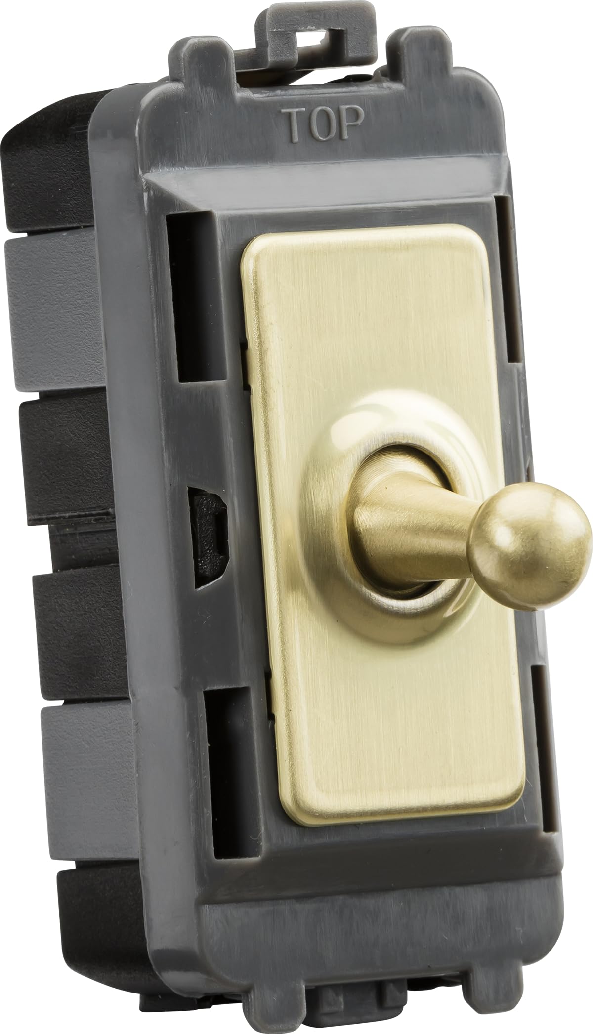Knightsbridge 20AX 1G 2-way SP Grid Toggle Switch - brushed brass