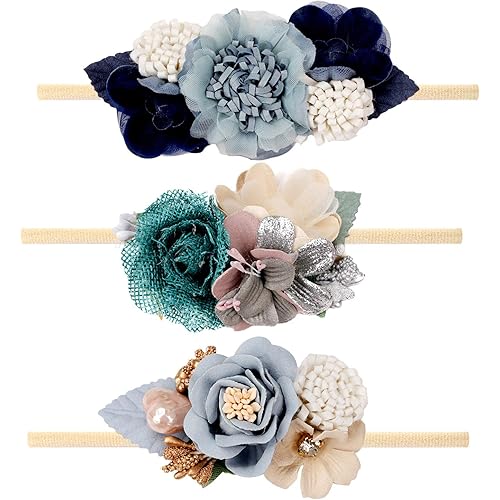 VOBOBE Baby Girl Nylon Headbands Infant Flower Elastic Hair Band Bows Wraps For Toddler