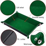 SIQUK Double Sided Dice Tray Folding Rectangle PU Leather Dark Green Velvet view 2