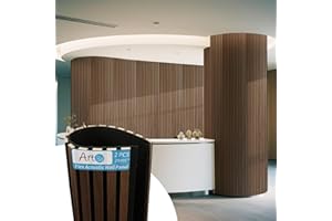 Art3d Acoustic Wood Slat Wall Panel with Roll-Flat Design - 95.3 x 23.8 Inch Sound Absorbing Panels for Living Room Columns Corridor Curved Wall Decor, 2-Pack Walnut