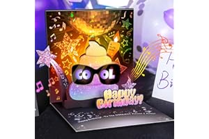 BYKOOO Birthday Card | Musical Pop Up Birthday Cards w Lights | Blow Out Candle and Play Rocking Happy Birthday Music Pop-Up Card | Cool Greeting Card for the Coolest | for Him & Her, Men & Women