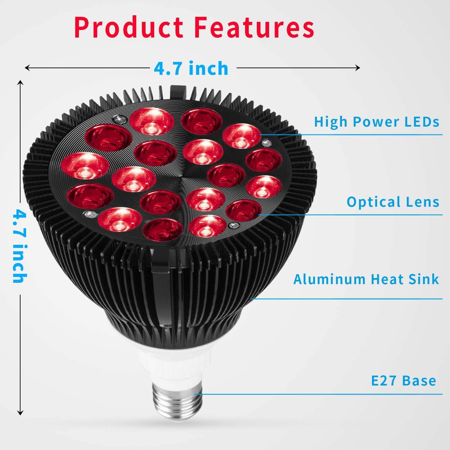 Red Light Therapy Lamp, Wolezek 36W 18 LED Infrared Light Therapy Device, 660nm Red and 850nm Near Infrared Combo Red Light Bulb for Skin and Pain Relief: Health & Personal Care