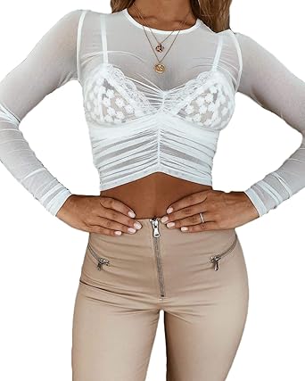 mesh blouse white