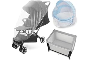 MAGIK & KOVER 2 Pack Baby Mosquito Net for Stroller, Playard & Bassinet, Reusable Bug Net for Cradles, Carrier, Pack and Plays and Portable Mini Crib, Baby Playpen Mosquito Net Cover, White