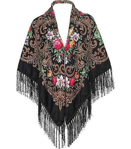 KINGREE Tassel Scarf, Large Square Shawl, Women's Traditional