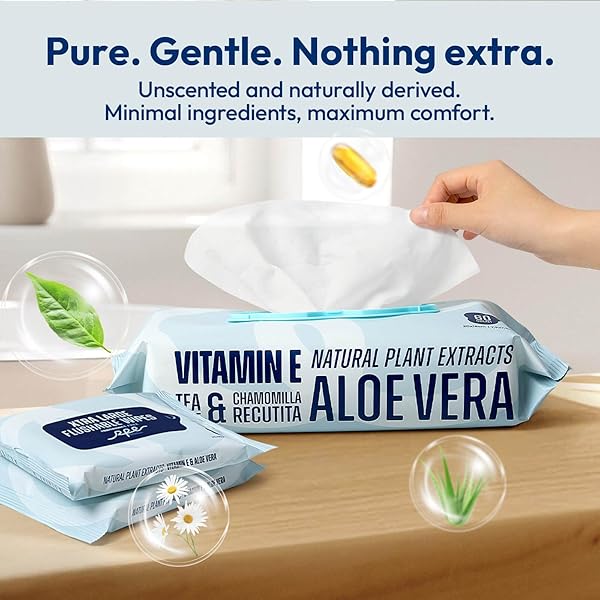 RPE LIFE FLUSHABLE WET WIPES – 6 PORTABLE TRAVEL SIZE PACKS (60 CT) – UNSCENTED EXTRA-LARGE BODY & HAND TISSUE WITH VITAMIN E & ALOE – FOR ADULTS, KIDS & CHILDREN – PERFECT FOR ON-THE-GO & OUTDOOR USE
