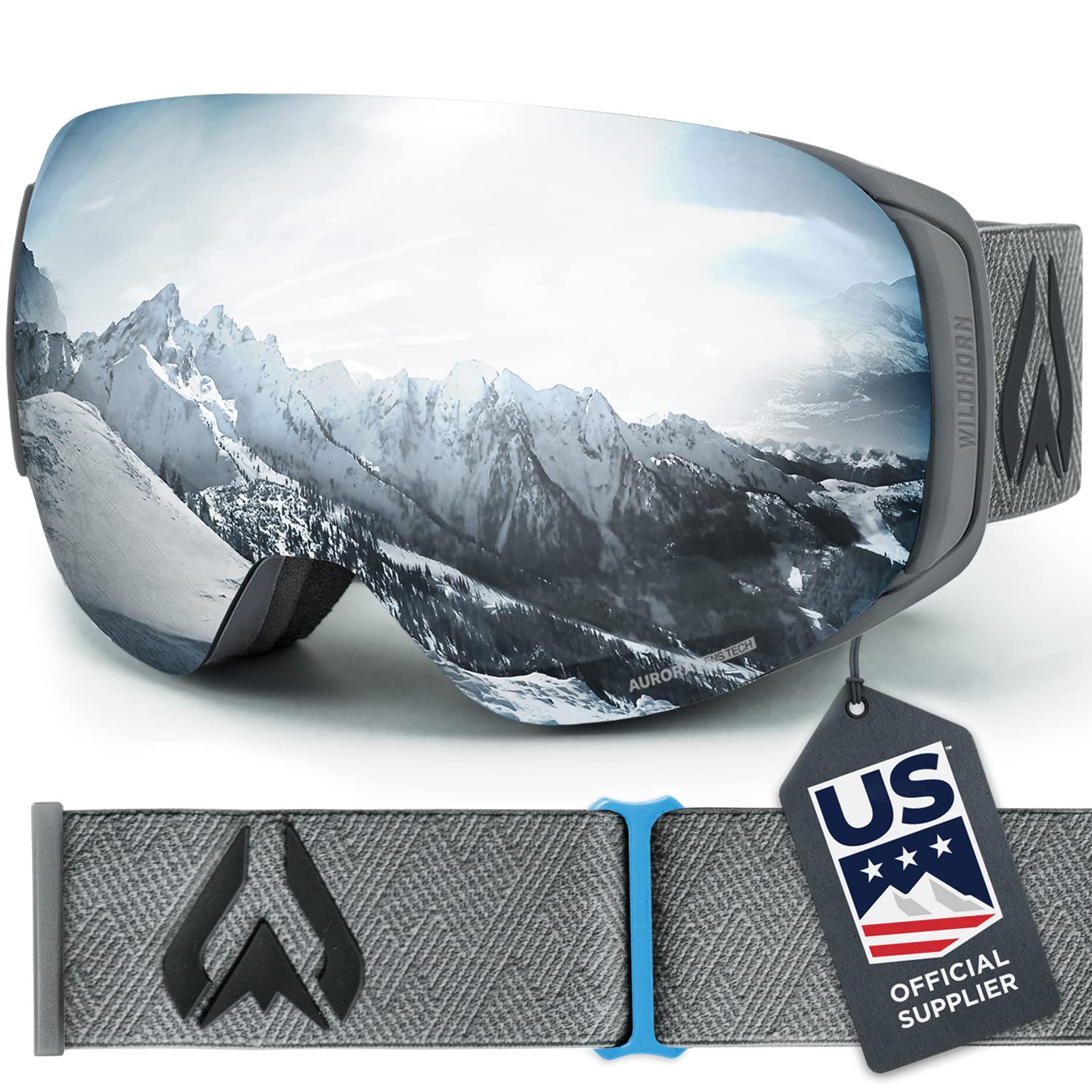 WildHorn Outfitters Roca Ski Goggles & Snowboard Goggles- Premium Snow Goggles for Men, Women and Kids. Features Quick Change Magnetic Lens System with Integrated Clip Lock.