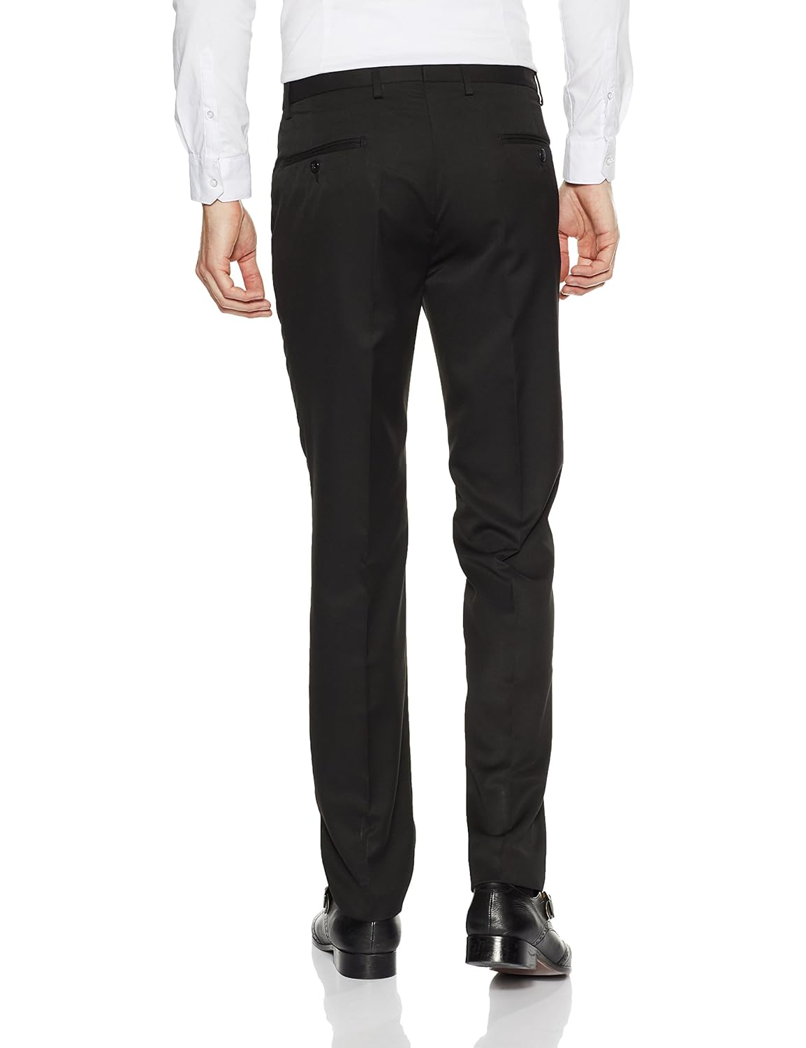 peter england men's slim fit formal trousers