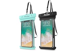 ProCase 2 Pack Waterproof Phone Pouch, Underwater Phone Case Up to 7", Dry Bag for iPhone 17 Air 16 15 14 13 Pro Plus Max, Galaxy S24 S23 S22 Ultra Pixel, Beach Essentials -Green & Black