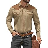 MioRoim Men's Cowboy Shirt Long Sleeve Button Down Western Shirts Vintage Denim Shirts