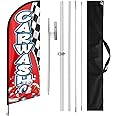 QSUM Carwash Flags, Car Wash Sign and Banner, Car Wash flag, 11FT Carwash Flags with Poles, Stainless Steel Ground Stake, Portable Bag, Carwash Signs Flags for Business
