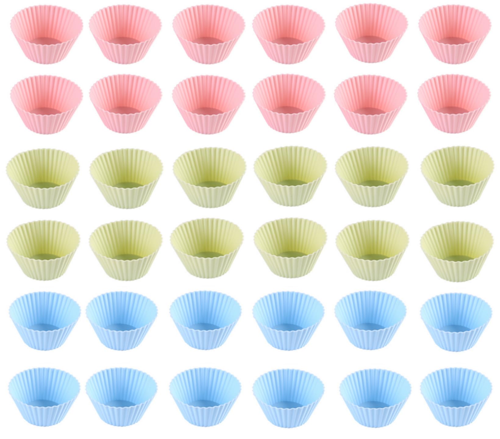 Pack of 36 Baking Cups Environmentally Friendly Silicone Muffin Cases for Muffins Reusable Non-Stick Cupcake Moulds