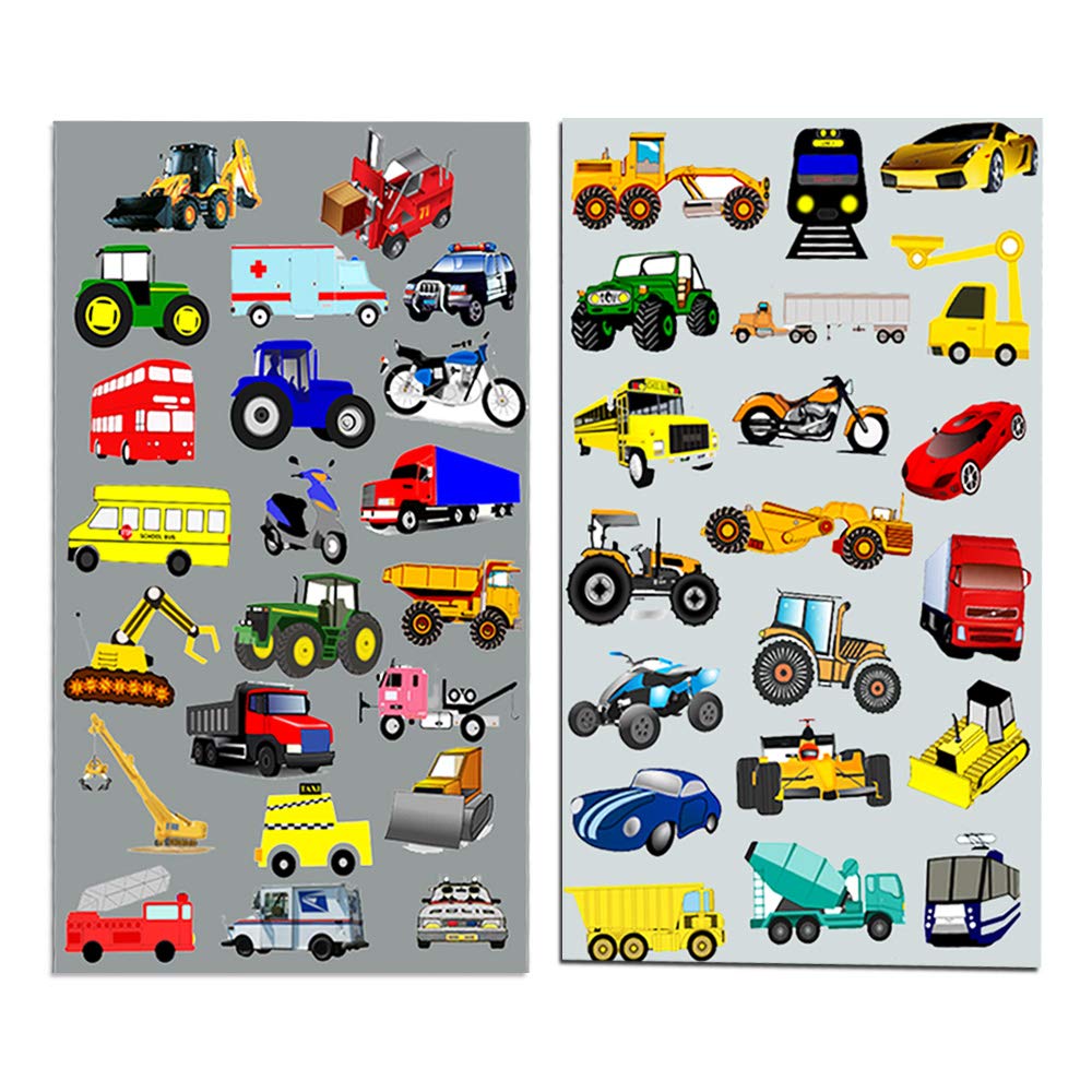 Cars and Trucks Stickers Party Supplies Pack Toddler - Over 160 Stickers for Toddler Boys and Girls (Cars, Fire Trucks, Construction, Buses & More!)